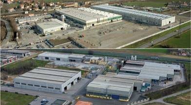 Sopra, fabbrica di estrusione a Rovato (BS); sotto, fonderia di Pontevico (BS)
